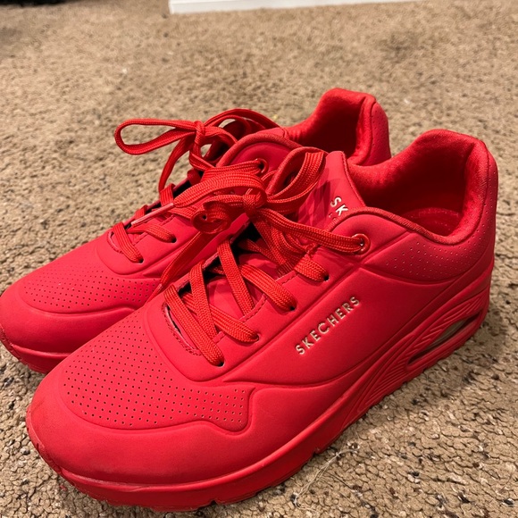 Sketchers Memory Foam Red Sneakers - Picture 1 of 5
